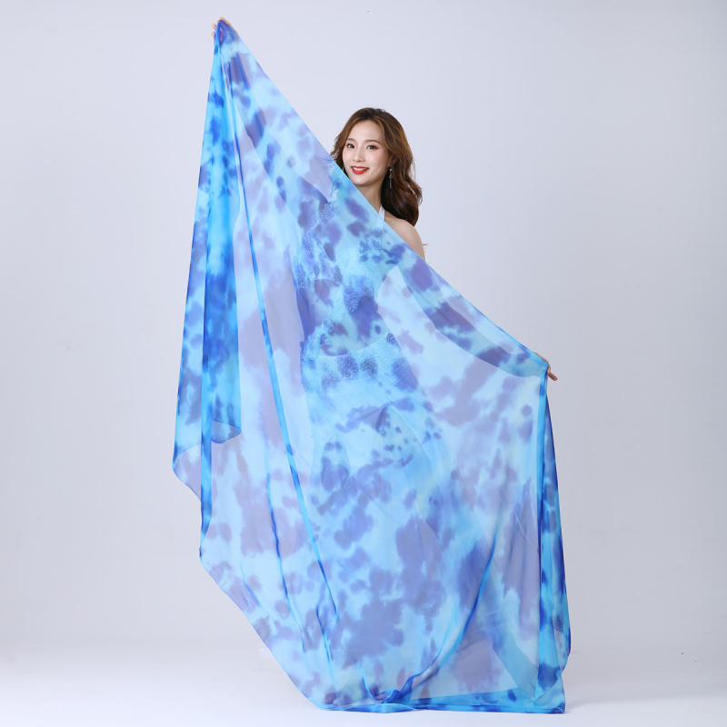 Šal Belly Dance od gaze s gradijentnim tie-dye uzorkom, sintetička svila, 100% najlon, za plesne nastupe