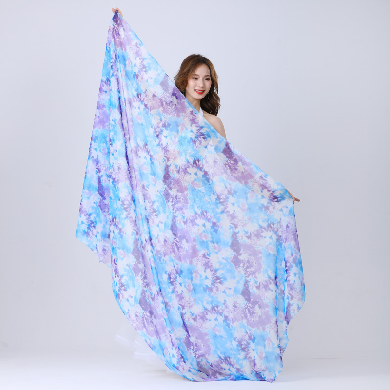 Šal Belly Dance od gaze s gradijentnim tie-dye uzorkom, sintetička svila, 100% najlon, za plesne nastupe