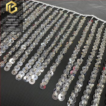 Латинска танцова пола с мрежеста материя, мъниста тръбички и пискюлна дантела за сценични изпълнения и танц с корем