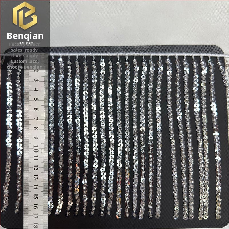 Латинска танцова пола с мрежеста материя, мъниста тръбички и пискюлна дантела за сценични изпълнения и танц с корем