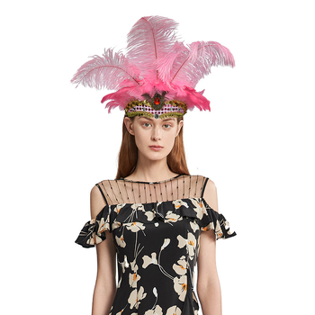 Ръчно изработен аксесоар за глава с пера – за Belly Dance, Хелоуин и карнавални представления; PVC основа, щраусови пера, дантела и кристали