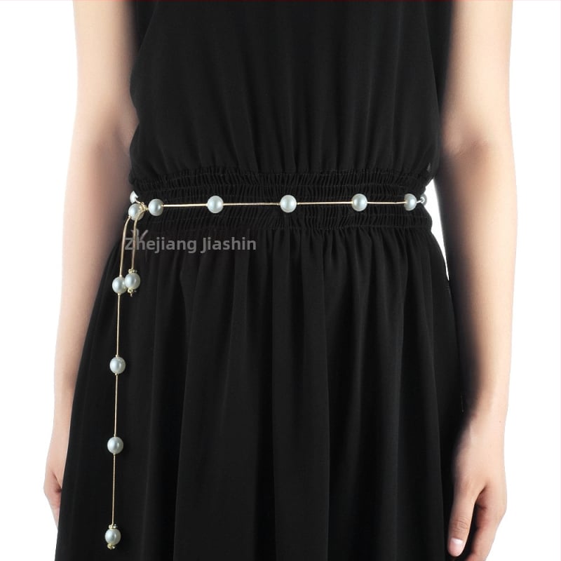 Διπλής χρήσης μαργαριταρένιο ζώνης μέσης, μεταλλική κατασκευή, αγκράφα από κράμα, κούμπωμα με γάντζο, λεπτή διάσταση (<2 cm), Jia Xin, άνοιξη 2025