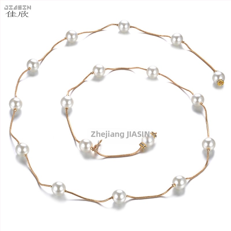 Διπλής χρήσης μαργαριταρένιο ζώνης μέσης, μεταλλική κατασκευή, αγκράφα από κράμα, κούμπωμα με γάντζο, λεπτή διάσταση (<2 cm), Jia Xin, άνοιξη 2025