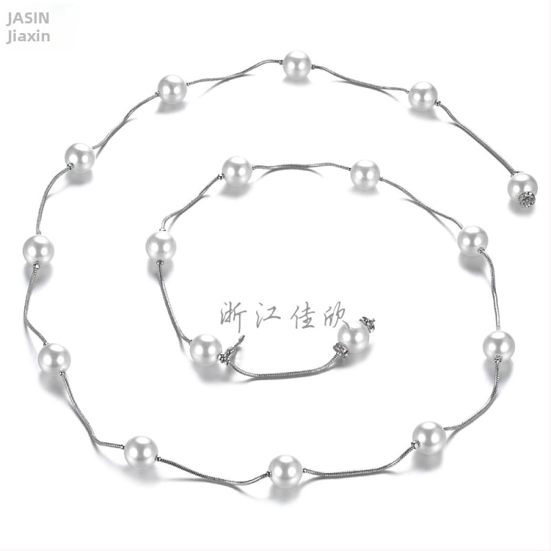 Διπλής χρήσης μαργαριταρένιο ζώνης μέσης, μεταλλική κατασκευή, αγκράφα από κράμα, κούμπωμα με γάντζο, λεπτή διάσταση (<2 cm), Jia Xin, άνοιξη 2025