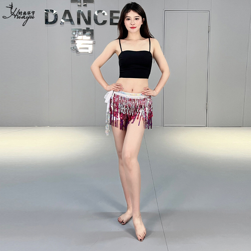 Lanac za struk za belly dance s resicama i pailetama, boemska hip šal od šifona i poliestera, za žene na sceni, proljeće 2025