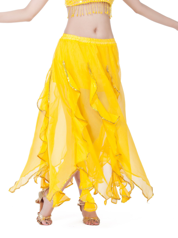 BELLYQUEEN Suknja za Belly Dance – nježna, lagana šifon tkanina; vanjska tkanina: šifon; podstava: Spandex 100%