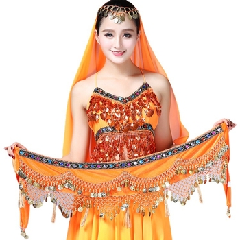 Pojas za Belly Dance s novčićima i resicama, flanel materijal, 100% poliester, ljeto 2022