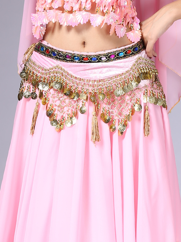 Pojas za Belly Dance s novčićima i resicama, flanel materijal, 100% poliester, ljeto 2022