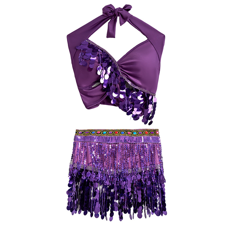 Colier de talie pentru Belly Dance cu paiete și ciucuri, set pentru începători orientali/indieni — poliester >95%, compoziția principală 2: poliester 95%+, croială compusă, lansare primăvara 2025