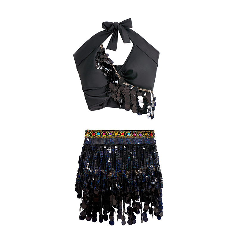 Colier de talie pentru Belly Dance cu paiete și ciucuri, set pentru începători orientali/indieni — poliester >95%, compoziția principală 2: poliester 95%+, croială compusă, lansare primăvara 2025