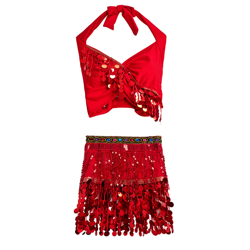 Colier de talie pentru Belly Dance cu paiete și ciucuri, set pentru începători orientali/indieni — poliester >95%, compoziția principală 2: poliester 95%+, croială compusă, lansare primăvara 2025