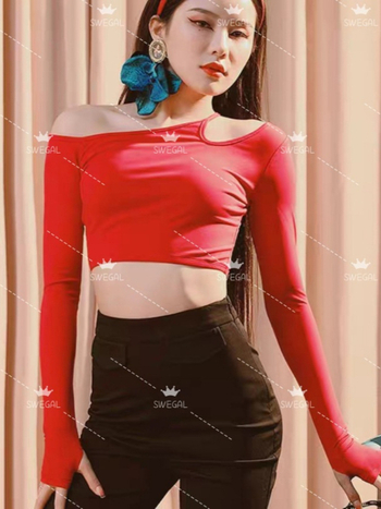 Set de Belly Dance: Top și fustă din modal; peste 95% conținut modal; lansare toamnă 2025; stil elegant, proaspăt și dulce; croitură prin cusături