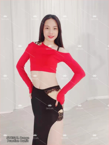 Set de Belly Dance: Top și fustă din modal; peste 95% conținut modal; lansare toamnă 2025; stil elegant, proaspăt și dulce; croitură prin cusături