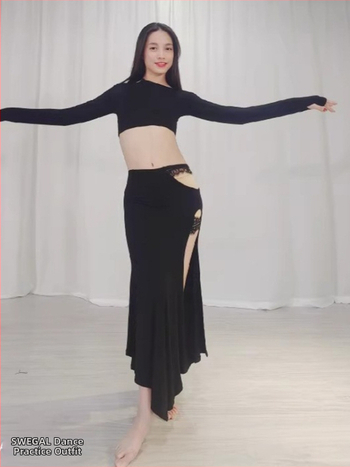 Set de Belly Dance: Top și fustă din modal; peste 95% conținut modal; lansare toamnă 2025; stil elegant, proaspăt și dulce; croitură prin cusături
