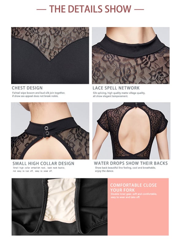 Čipkasti leotard za balet i ples, jedinstveni plesni bodi za moderne plesove plesove? (Brand: E-lin Dacing / Yiling Dance; Materijal: mješavina kemijskih vlakana; 90% najlona; Podstava: mliječni svila; Wzor: jednobojni; Pogodno za: balet, Belly Dance, lati