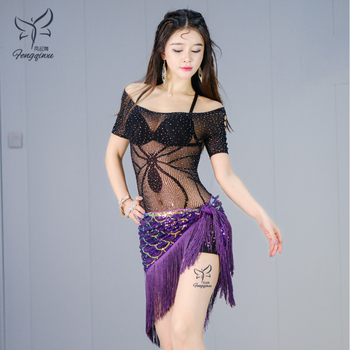 Pojas za struk za belly dance - mrežasti pojas s resicama i štrasom, jednostavna petlja, prilagodljiv Phoenix Dance