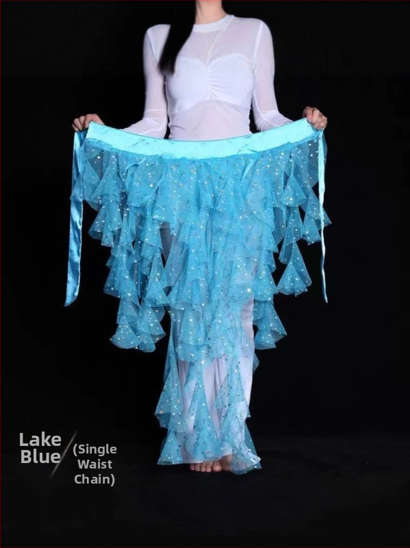 Vēdera dejas josta ar sietes audumu, deviņu asti lapsas motīvs, izšūta jostas daļa, ēģiptiešu stila džezdejas josta