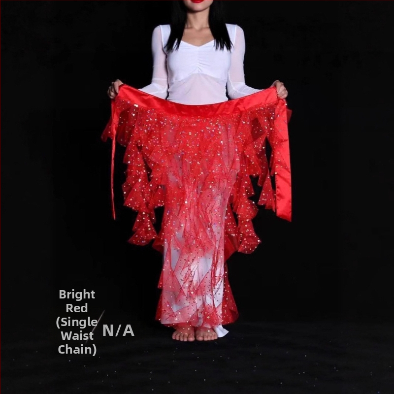 Centură pentru dans Belly cu țesătură plasată, motif vulpe cu nouă cozi, lanț de talie brodat, stil egiptean pentru dans jazz