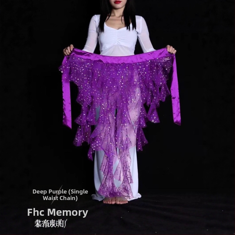 Centură pentru dans Belly cu țesătură plasată, motif vulpe cu nouă cozi, lanț de talie brodat, stil egiptean pentru dans jazz