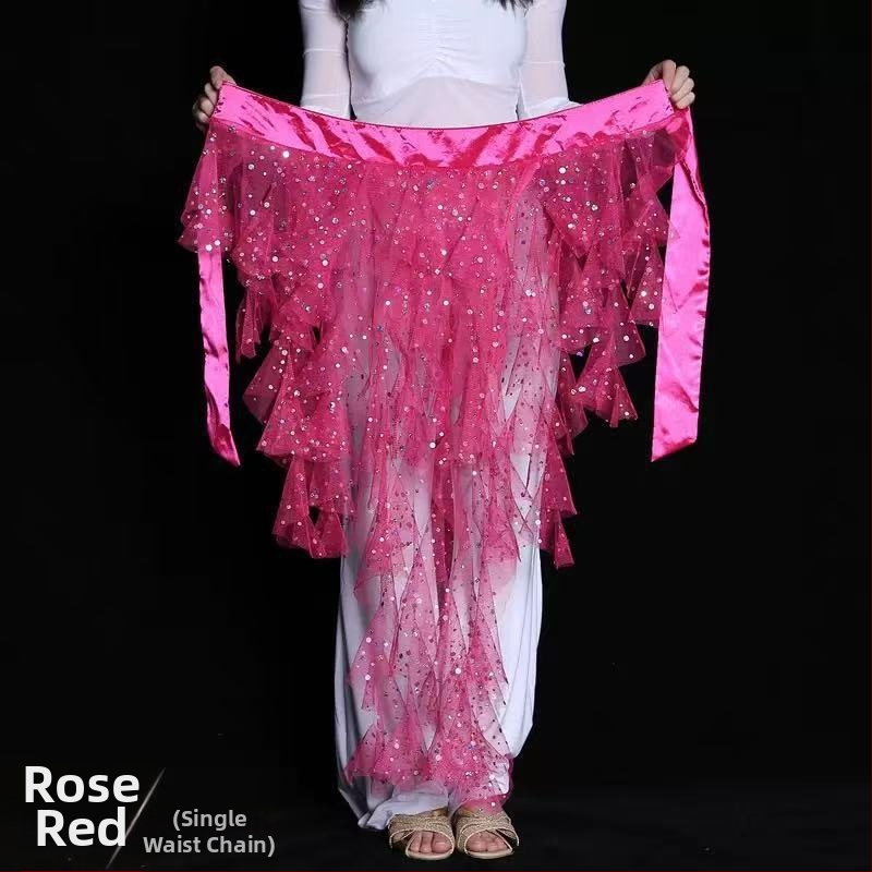 Centură pentru dans Belly cu țesătură plasată, motif vulpe cu nouă cozi, lanț de talie brodat, stil egiptean pentru dans jazz