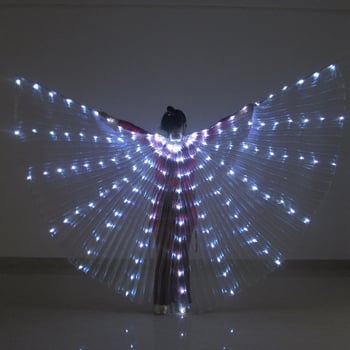 LED svjetleća krila za ples trbuha – 360° duga svjetlost, velike zlatne krila
