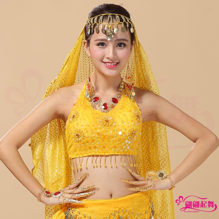 Kostim za belly dance s šifonskim gornjim dijelom i grudnjakom, folklorni plesni kostim za odrasle, podstava od poliestera
