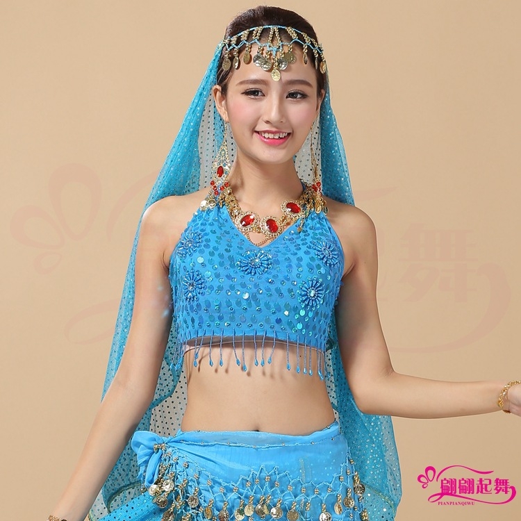Kostim za belly dance s šifonskim gornjim dijelom i grudnjakom, folklorni plesni kostim za odrasle, podstava od poliestera