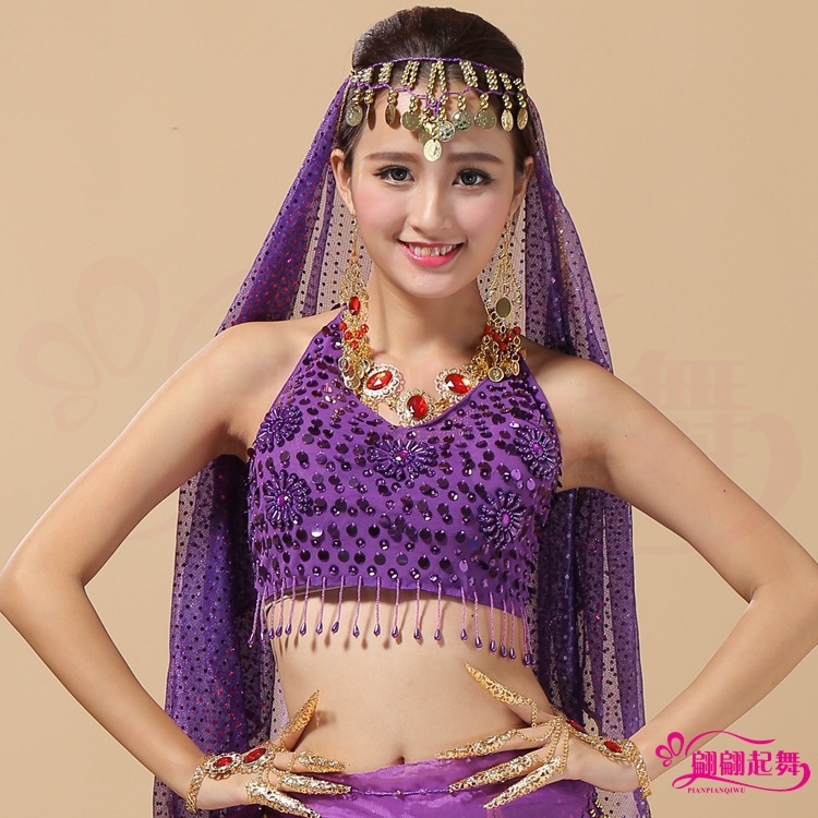 Kostim za belly dance s šifonskim gornjim dijelom i grudnjakom, folklorni plesni kostim za odrasle, podstava od poliestera