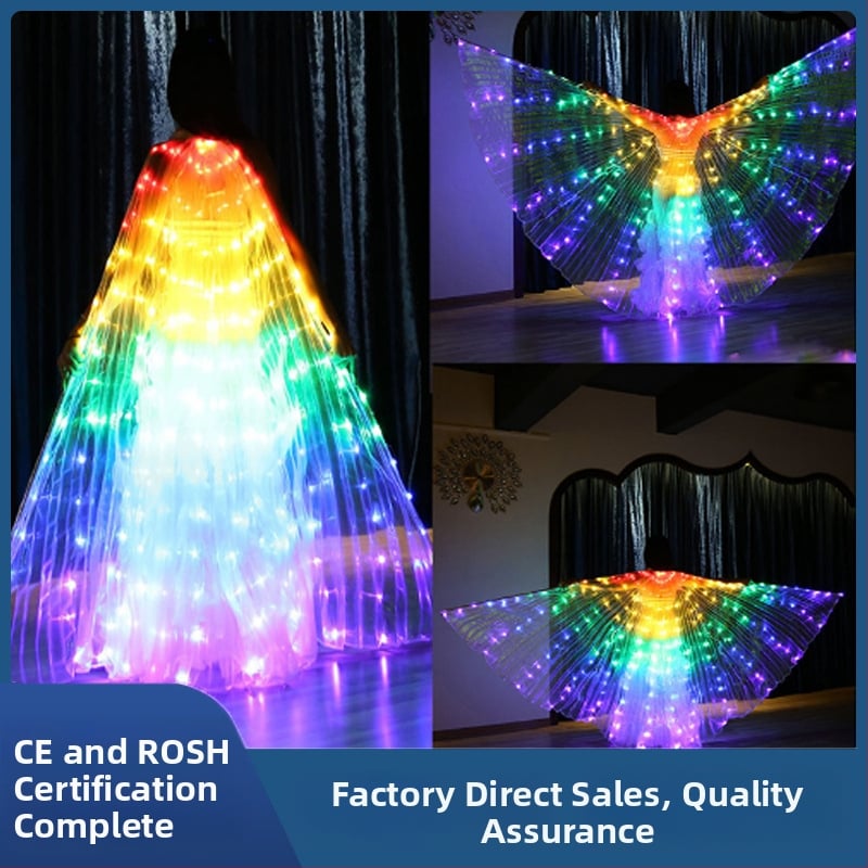 Светещо наметало с криле на пеперуда за сценични изпълнения (LED осветление; полиестер; полу ръчна и полу механична изработка)