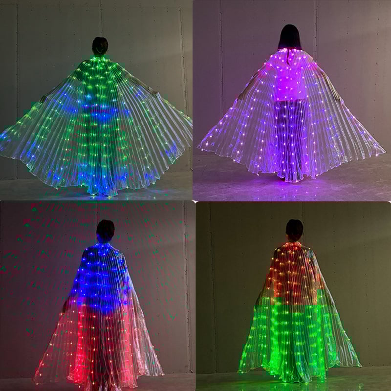 Светещо наметало с криле на пеперуда за сценични изпълнения (LED осветление; полиестер; полу ръчна и полу механична изработка)