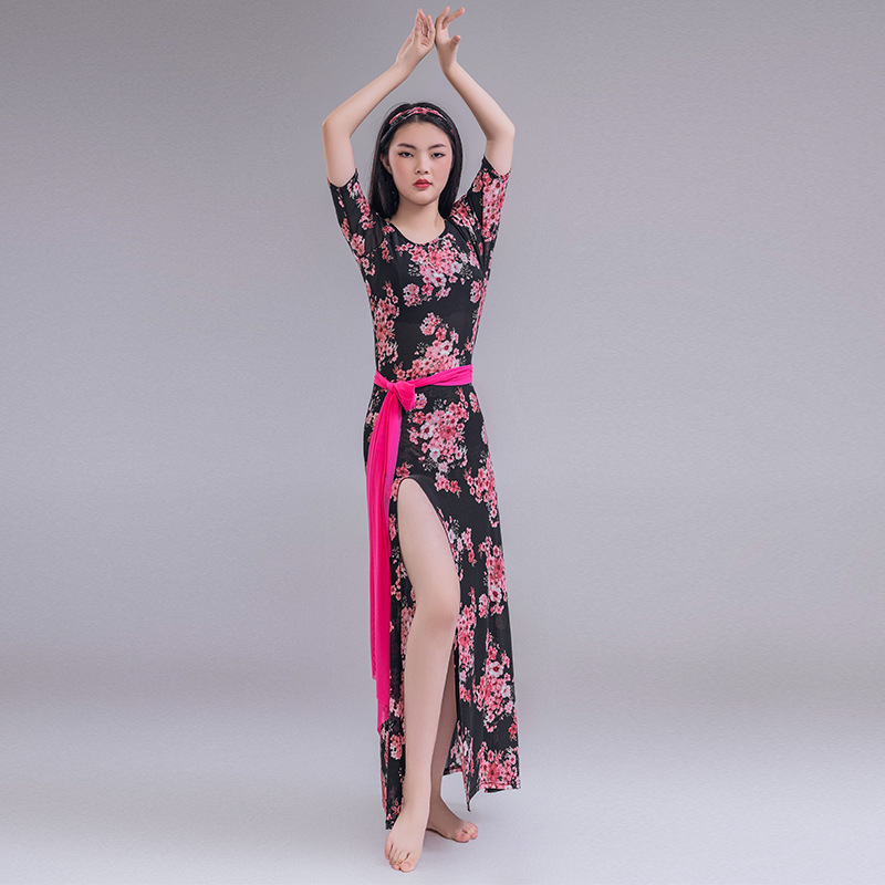 Butterfly Roba za Belly Dance s cvjetnim printom, mrežasti materijal, 60% spandeks, za žene