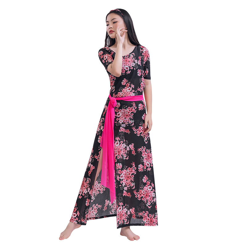 Butterfly Roba za Belly Dance s cvjetnim printom, mrežasti materijal, 60% spandeks, za žene