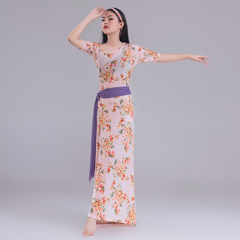 Butterfly Roba za Belly Dance s cvjetnim printom, mrežasti materijal, 60% spandeks, za žene