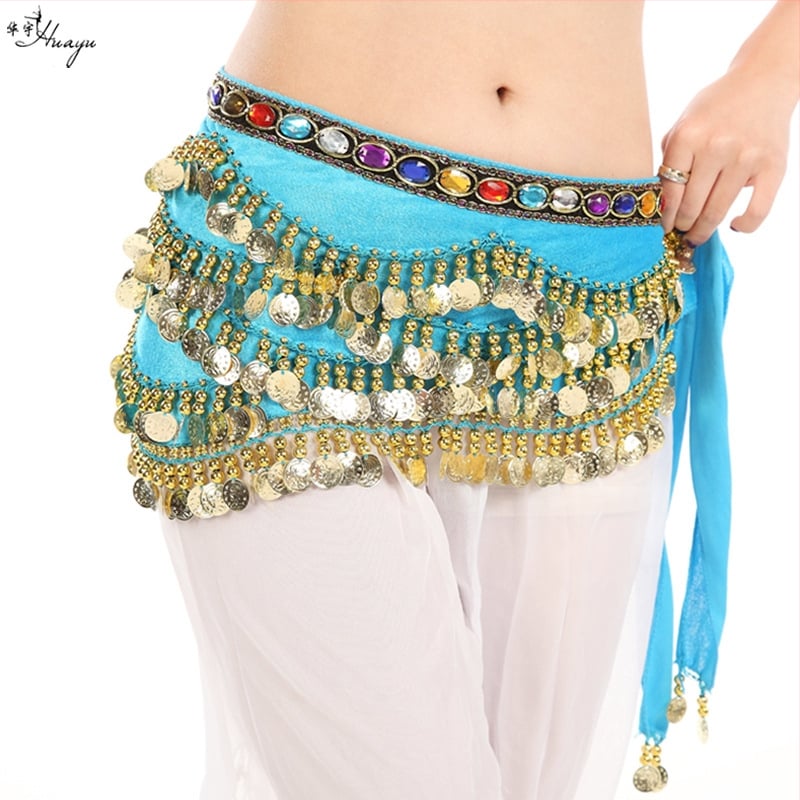 Μεταλλική ζώνη μέσης για ανατολίτικο χορό με κρεμαστά νομίσματα και διαμαντικές λεπτομέρειες; χωρίς αγκράφα; συσκευασία 10 τεμάχια