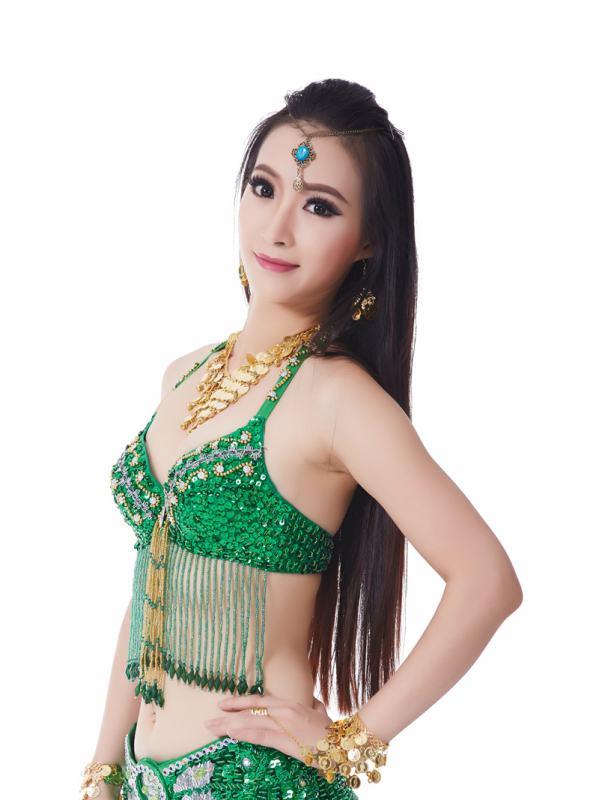 Gornji dio Belly Dance - Jednobojni uzorak, Poliester mješavina, 100% Poliester, Za odrasle žene, Narodni plesni kostim