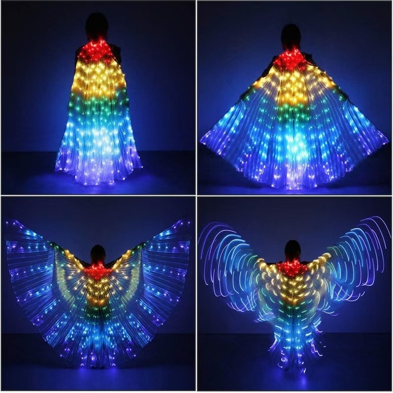 LED krila za belly dance, kostim s 360° velikim krilima leptira, mrežasta tkanina i spandex, unisex