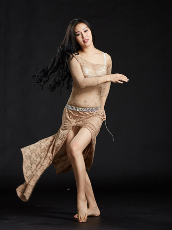 Csipkés hastánc ruha nőknek, 100% spandex anyag, apró virág mintával, egész évben viselhető