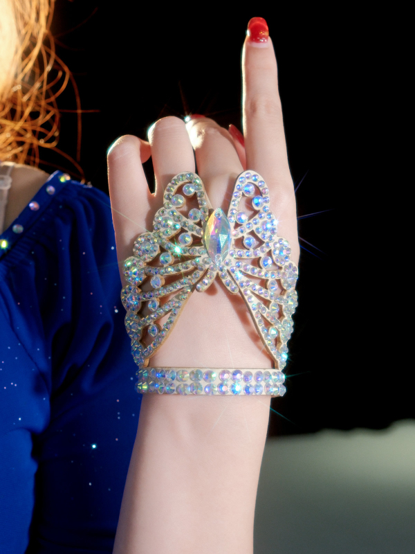 Set dodataka za belly dance: narukvica, prsten na ruci i ogrlica s kristalima; PU koža, podstava poliester 100%, unisex za odrasle