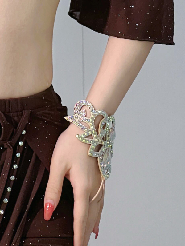 Set dodataka za belly dance: narukvica, prsten na ruci i ogrlica s kristalima; PU koža, podstava poliester 100%, unisex za odrasle