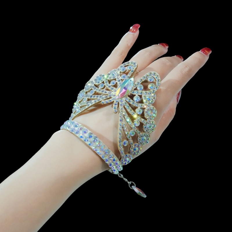 Set dodataka za belly dance: narukvica, prsten na ruci i ogrlica s kristalima; PU koža, podstava poliester 100%, unisex za odrasle