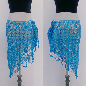 Verigă de talie pentru belly dance cu broderie cu paiete, eșarfă triunghiulară, material poliester 90-95%, stil elegant, vară 2024