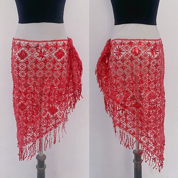 Verigă de talie pentru belly dance cu broderie cu paiete, eșarfă triunghiulară, material poliester 90-95%, stil elegant, vară 2024
