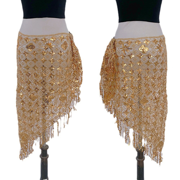 Verigă de talie pentru belly dance cu broderie cu paiete, eșarfă triunghiulară, material poliester 90-95%, stil elegant, vară 2024