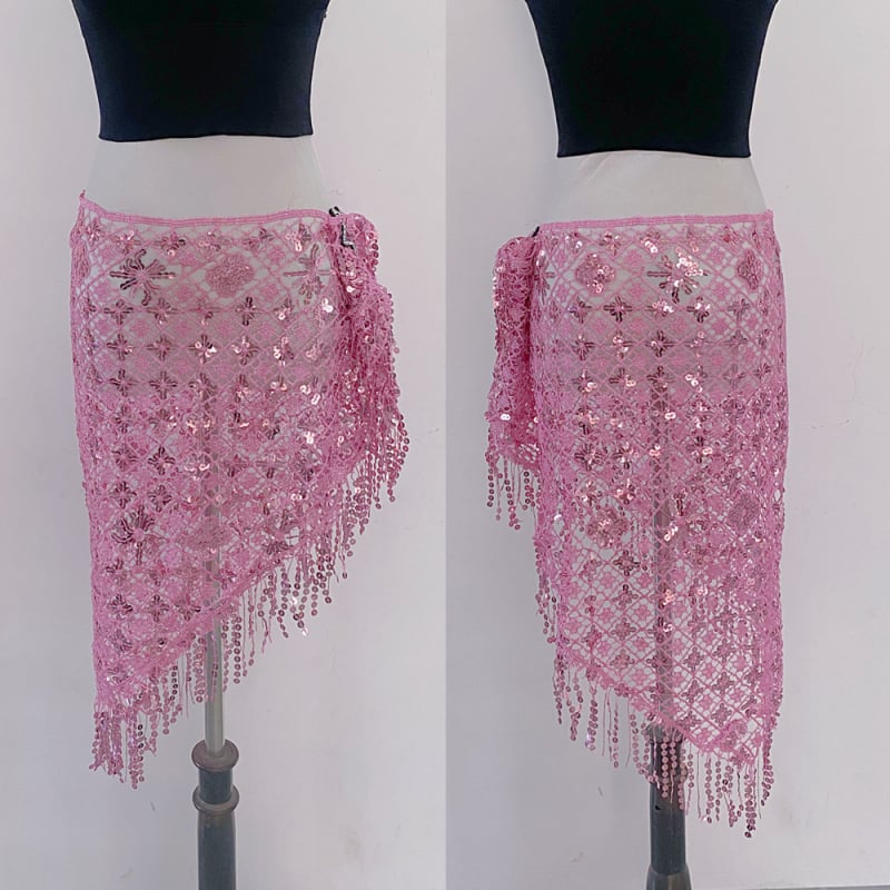 Verigă de talie pentru belly dance cu broderie cu paiete, eșarfă triunghiulară, material poliester 90-95%, stil elegant, vară 2024