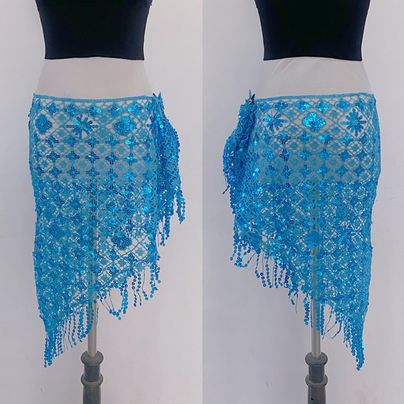 Verigă de talie pentru belly dance cu broderie cu paiete, eșarfă triunghiulară, material poliester 90-95%, stil elegant, vară 2024