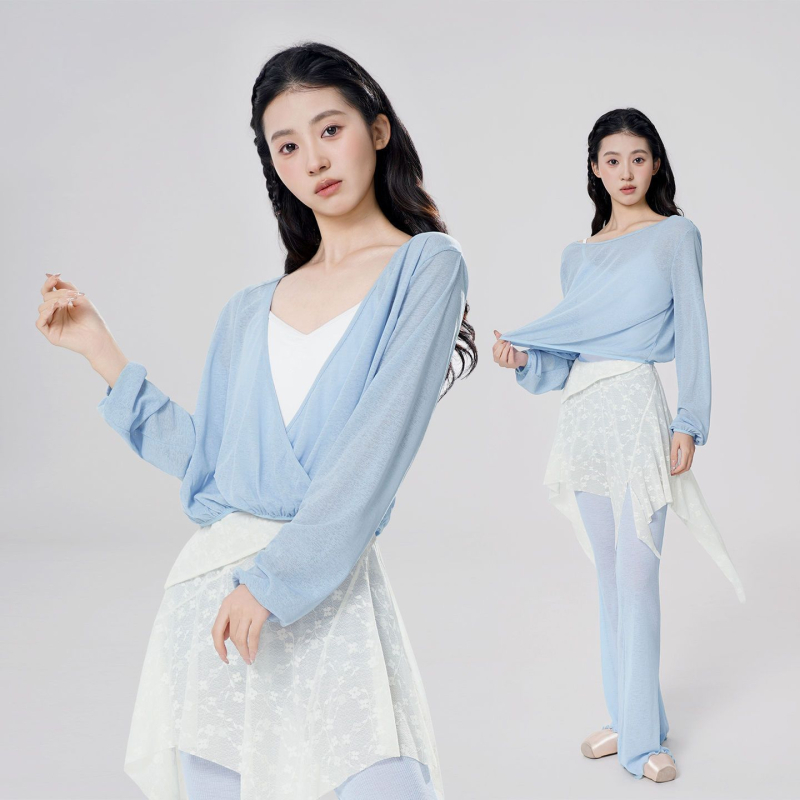 Női balett hosszú ujjú tánc felső – poliészter anyag, poliészter bélés, 96–100% poliészter