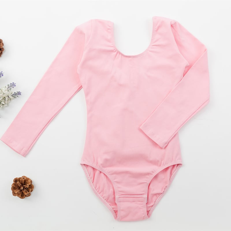 Gyerek balett leotard hosszú ujjú, 95% pamut, gyakorláshoz, puha tapintású anyag