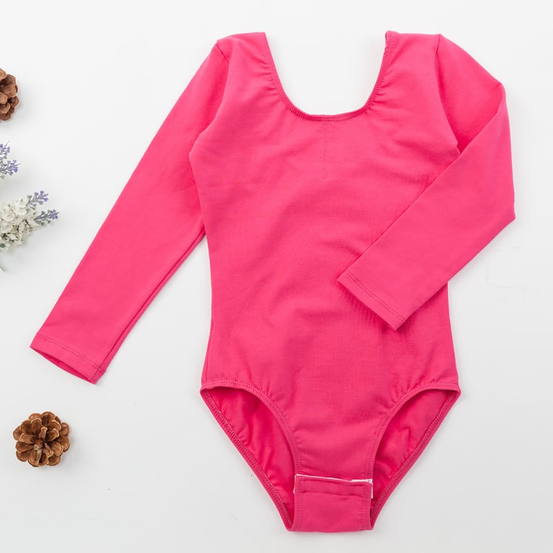 Gyerek balett leotard hosszú ujjú, 95% pamut, gyakorláshoz, puha tapintású anyag