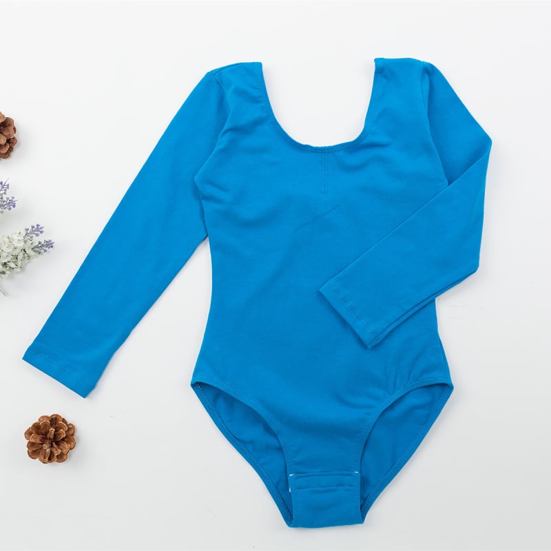 Gyerek balett leotard hosszú ujjú, 95% pamut, gyakorláshoz, puha tapintású anyag