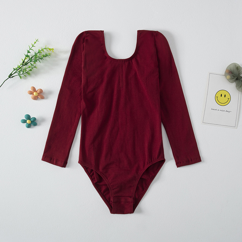 Gyerek balett leotard hosszú ujjú, 95% pamut, gyakorláshoz, puha tapintású anyag